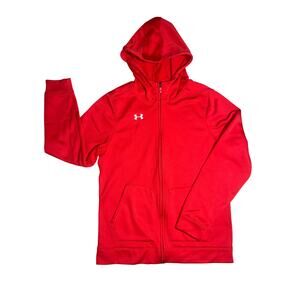 Men’s Under Armour Red Full Zip Hoodie in Size Small.